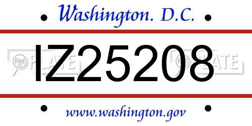 IZ25208 District Of Columbia License Plate
