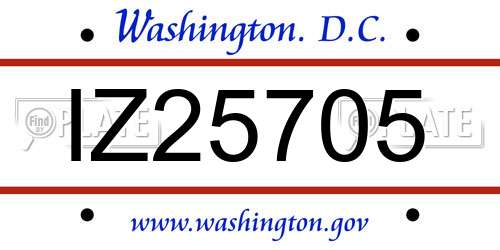 IZ25705 District Of Columbia License Plate
