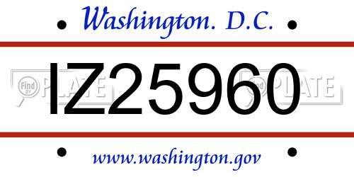 IZ25960 District Of Columbia License Plate