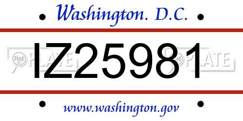 IZ25981 District Of Columbia License Plate