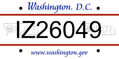 IZ26049 District Of Columbia License Plate