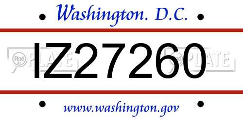 IZ27260 District Of Columbia License Plate