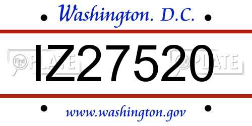 IZ27520 District Of Columbia License Plate