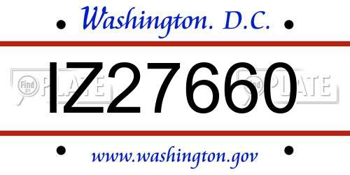 IZ27660 District Of Columbia License Plate
