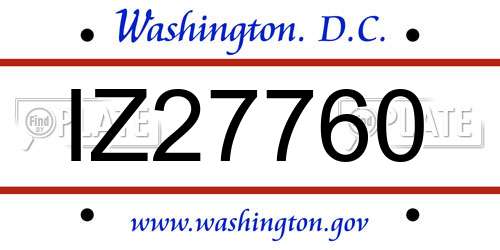 IZ27760 District Of Columbia License Plate