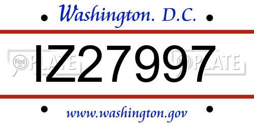 IZ27997 District Of Columbia License Plate