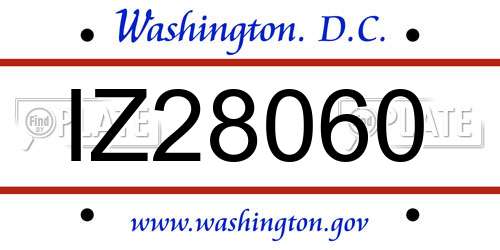 IZ28060 District Of Columbia License Plate