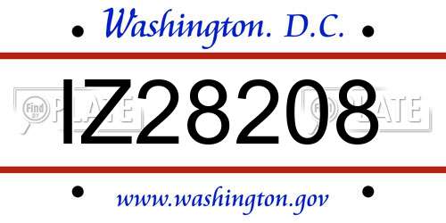 IZ28208 District Of Columbia License Plate