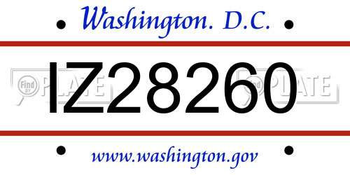 IZ28260 District Of Columbia License Plate