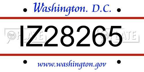 IZ28265 District Of Columbia License Plate