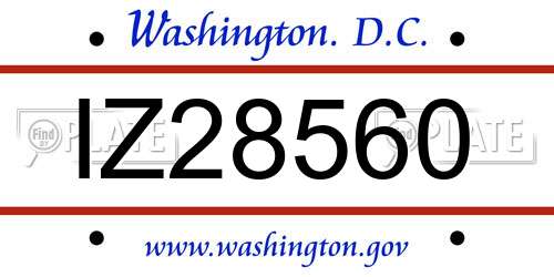 IZ28560 District Of Columbia License Plate