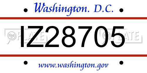 IZ28705 District Of Columbia License Plate