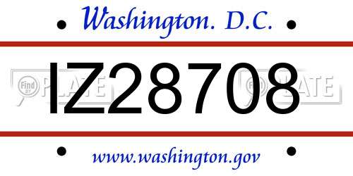 IZ28708 District Of Columbia License Plate
