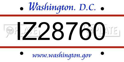 IZ28760 District Of Columbia License Plate