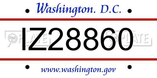 IZ28860 District Of Columbia License Plate