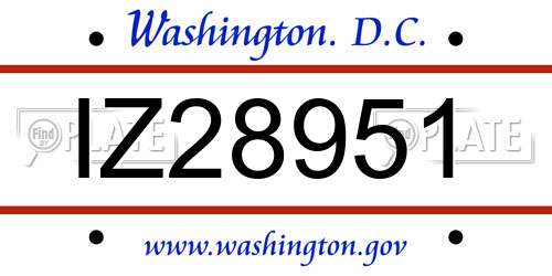 IZ28951 District Of Columbia License Plate