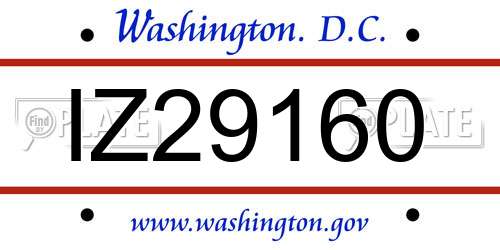 IZ29160 District Of Columbia License Plate