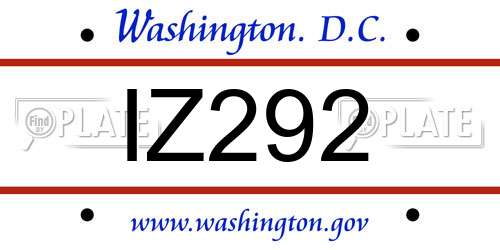 IZ292 District Of Columbia License Plate
