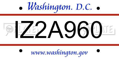 IZ2A960 District Of Columbia License Plate