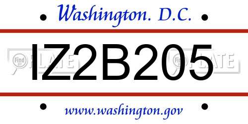 IZ2B205 District Of Columbia License Plate