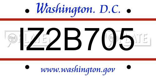 IZ2B705 District Of Columbia License Plate