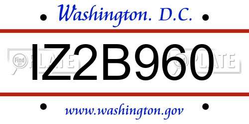 IZ2B960 District Of Columbia License Plate