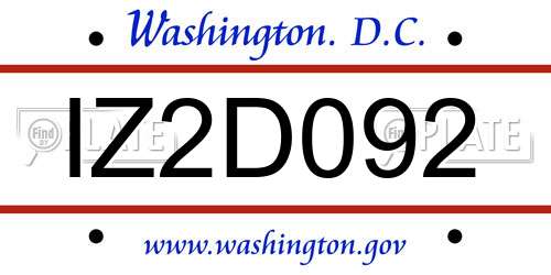 IZ2D092 District Of Columbia License Plate