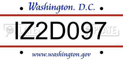 IZ2D097 District Of Columbia License Plate