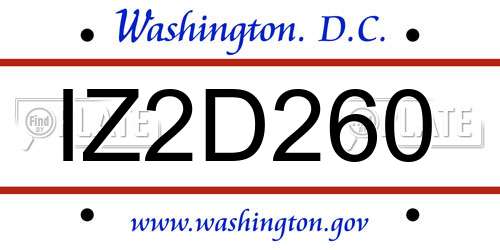 IZ2D260 District Of Columbia License Plate