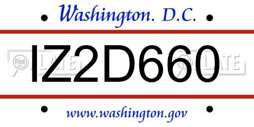 IZ2D660 District Of Columbia License Plate