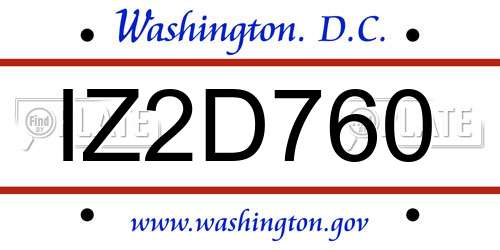 IZ2D760 District Of Columbia License Plate