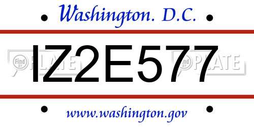 IZ2E577 District Of Columbia License Plate