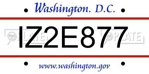 IZ2E877 District Of Columbia License Plate