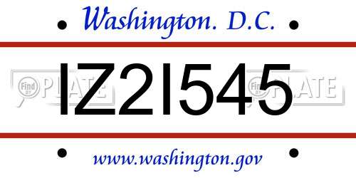 IZ2I545 District Of Columbia License Plate