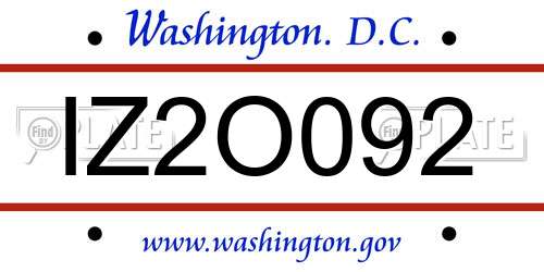 IZ2O092 District Of Columbia License Plate
