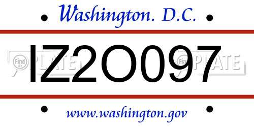 IZ2O097 District Of Columbia License Plate
