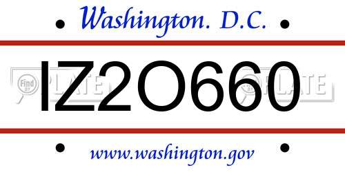IZ2O660 District Of Columbia License Plate
