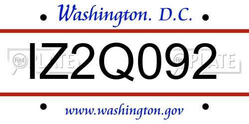 IZ2Q092 District Of Columbia License Plate