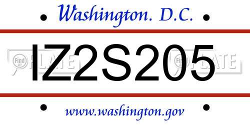 IZ2S205 District Of Columbia License Plate