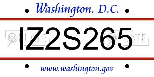 IZ2S265 District Of Columbia License Plate