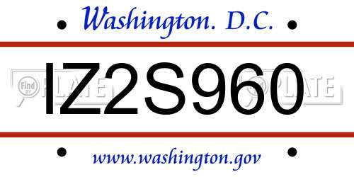 IZ2S960 District Of Columbia License Plate