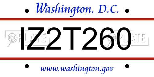 IZ2T260 District Of Columbia License Plate