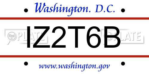IZ2T6B District Of Columbia License Plate