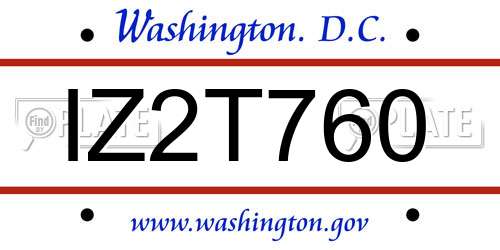IZ2T760 District Of Columbia License Plate
