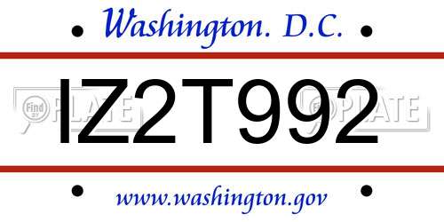 IZ2T992 District Of Columbia License Plate