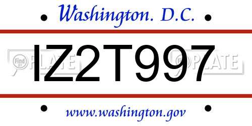 IZ2T997 District Of Columbia License Plate
