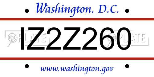 IZ2Z260 District Of Columbia License Plate