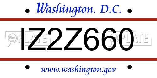 IZ2Z660 District Of Columbia License Plate