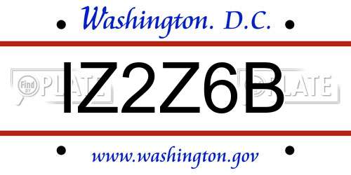 IZ2Z6B District Of Columbia License Plate