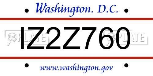 IZ2Z760 District Of Columbia License Plate
